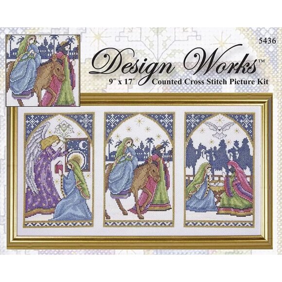 Cross Stitch KIT Design Works Nativity Window Picture 5436 Counted 9"x17" Sealed - Picture 4 of 7